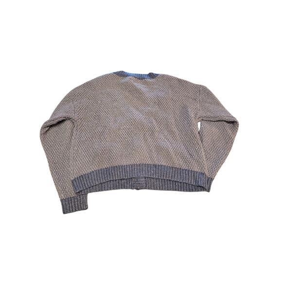 LC Lauren Conrad Womens Sz M V NEck Cardigan Sweater Blue Metallic Weave NEW - Picture 6 of 6